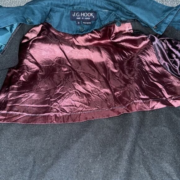 J.G. Hook Womens Teal Trench Coat Size 6 Demi Petite Polyester Wool Blend - Picture 4 of 12